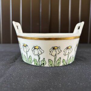 Antique T & V Limoges France Iridescent Porcelain BUTTER DISH Floral Pattern 2pc